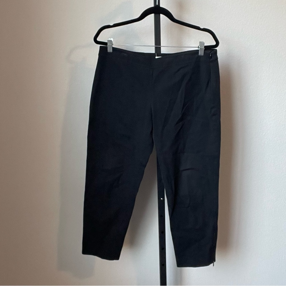 Eileen Fisher Black Ankle Pants Organic Cotton Size Large